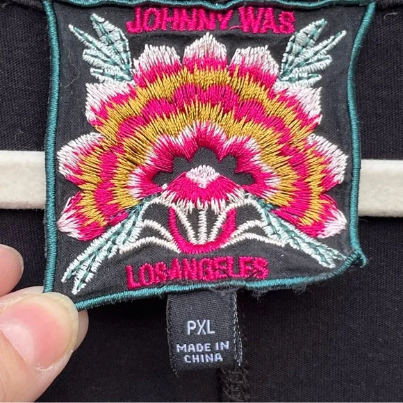 Johnny Was Isabella Kimono Sleeve Tee Black Embroidered Dress - Picture 7 of 7